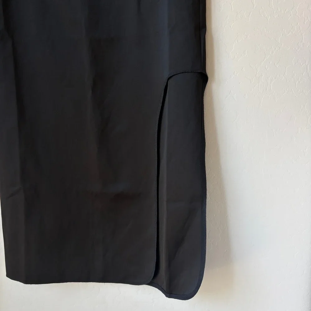 By Malene Birger Skirt Satin Wick Black Side Slit Midi Skirt Size 42 US 12 - Picture 4 of 9